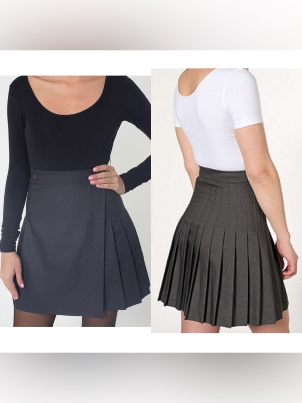 American Apparel gray pleated wrap around mini schoolgirl skirt size xs